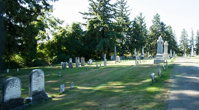 View of the Garland Cemetery's from the Main Road